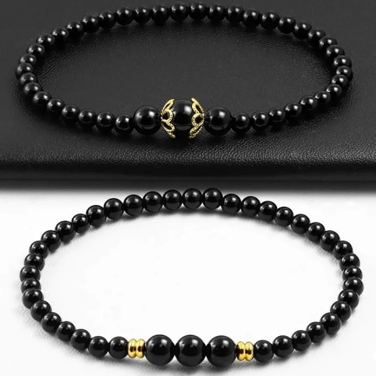 2 armbånd med agatkugler og charms / Dobbelt