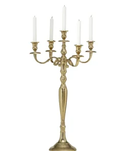 5 armet lysestage / kandelaber i guld aluminium - H.78xØ.45cm