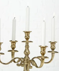 5 armet lysestage / kandelaber i guld aluminium - H.78xØ.45cm