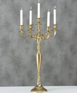 5 armet lysestage / kandelaber i guld aluminium - H.78xØ.45cm