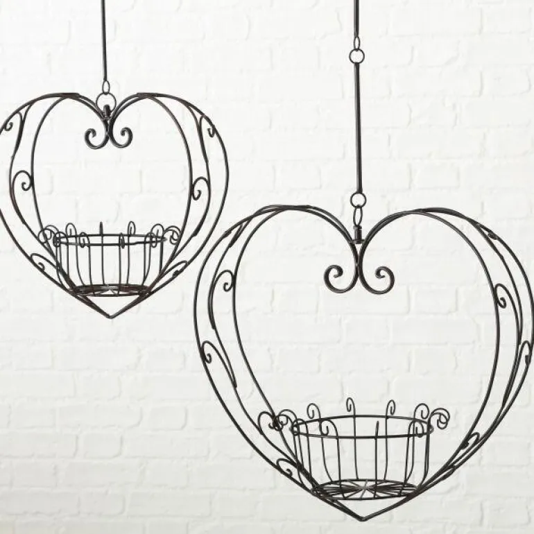 2 stk store hjerte potteholdere i jern / til loft