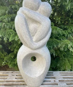 Abstrakt Soulmate haveskulptur i grå sten Terrazzo - 92cm