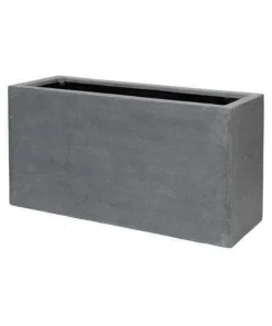 Aflang grå plantekumme / plantekasse i fiberstone / 100cm