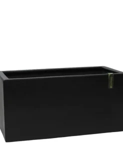 Aflang lav mat sort plantekasse med let Terrazzo look / 5 års garanti