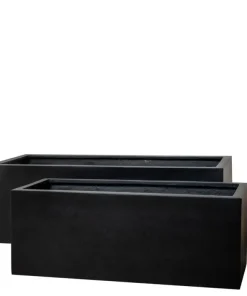 Aflang lav matsort plantekasse med let Terrazzo look / 5 års garanti - SÆT