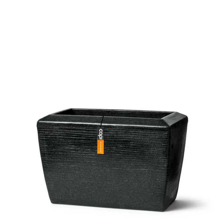 Aflang plantekasse granite black rib - Livstidsgaranti