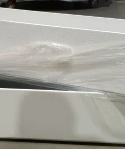 Aflang Smal hvid Plantekrukke med struktur - 80cm