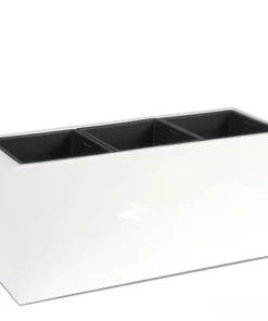 Aflange plantekrukker med hjul - hvid højglans - H.40+50+60+80cm