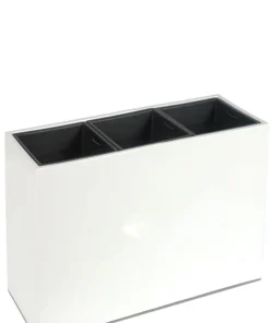 Aflange plantekrukker med hjul - hvid højglans - H.40+50+60+80cm