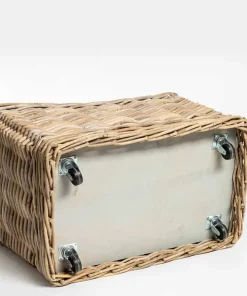 Aflange rattan krukker med hjul - L.60cm + L.70cm