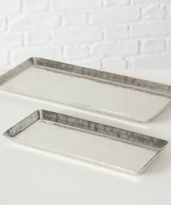 Aflange rektangulære fade i rå aluminium med banket mønster / Detroit Sæt