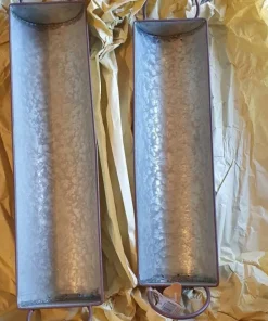 Aflange rustikke zink potter / bakker - 2stk
