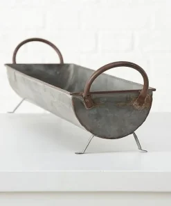 Aflange rustikke zink potter / bakker - 2stk