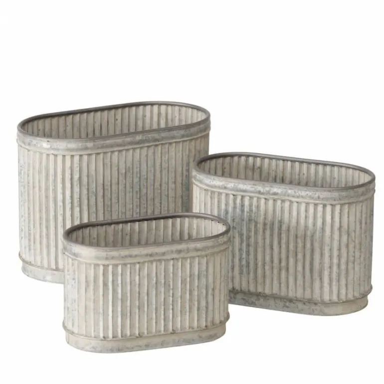 Aflange zink potter / 3stk i sæt