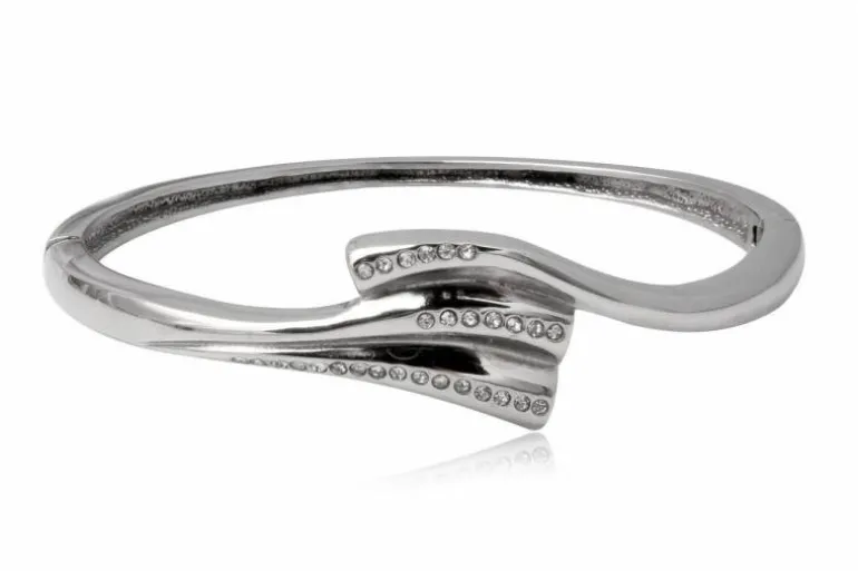 Armbånd / Bangle i stål med zirkon sten