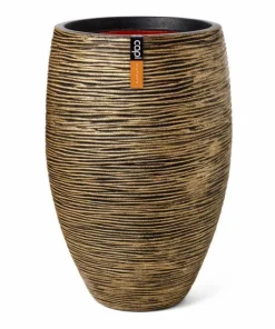 Ball Rib - Indendørs krukke med vandrette ribber - Livstidsgaranti - Guld + Sort + Antrazit