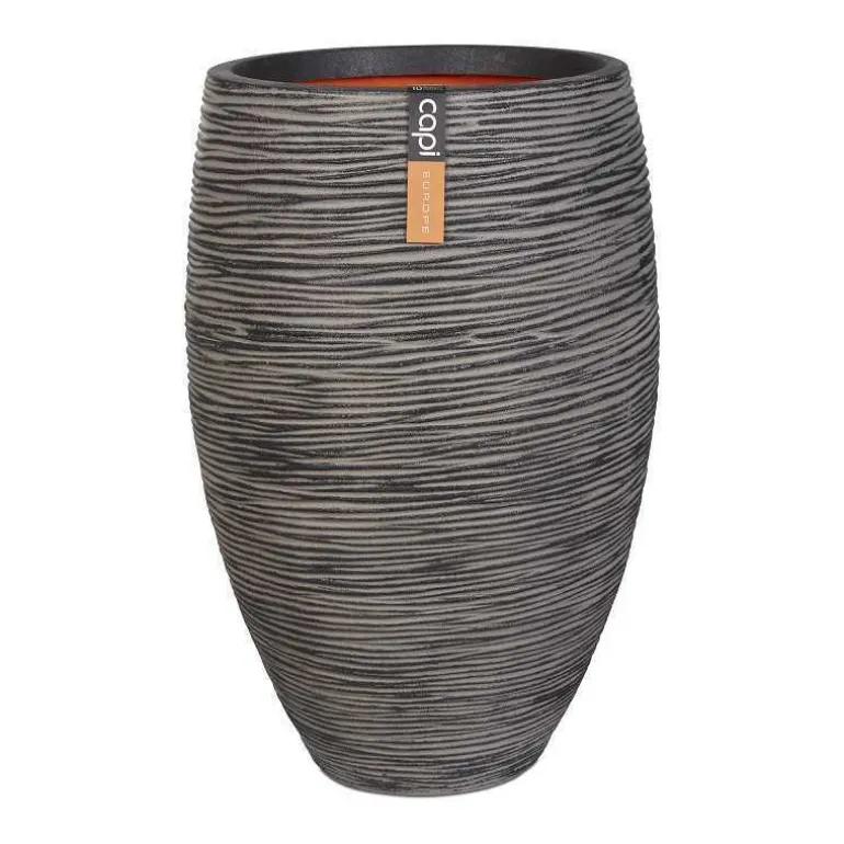 Ball Rib - Indendørs krukke med vandrette ribber - Livstidsgaranti - Guld + Sort + Antrazit