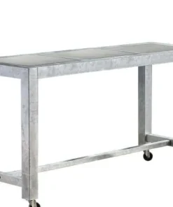 Barbord i galvaniseret jern med betonfliser og hjul