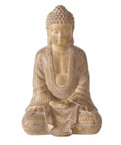 Beige/mørk sand Buddha figur 30cm + 49cm
