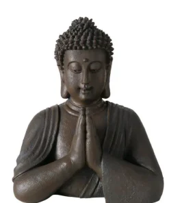 Buddha figur i brun antik - 25cm i halv statur