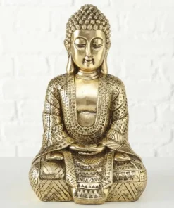 Buddha figur i guld resin - 30cm