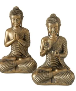 Buddha figurer i guld resin - 20cm / Sæt