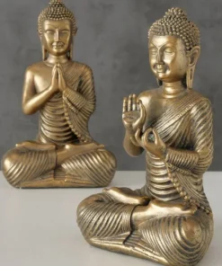 Buddha figurer i guld resin - 20cm / Sæt