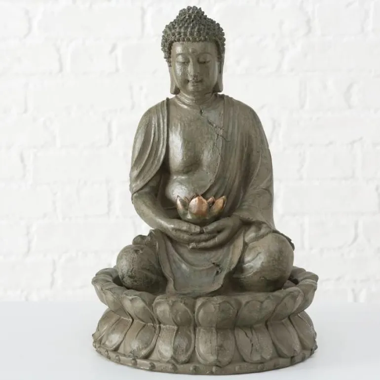 Buddha vandfontæne med lotus blomst - 46cm
