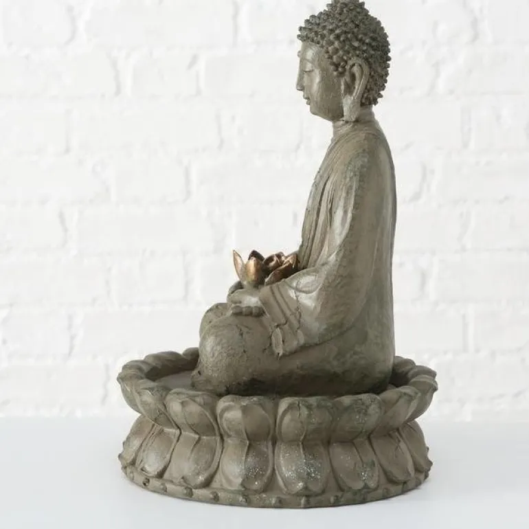 Buddha vandfontæne med lotus blomst - 46cm