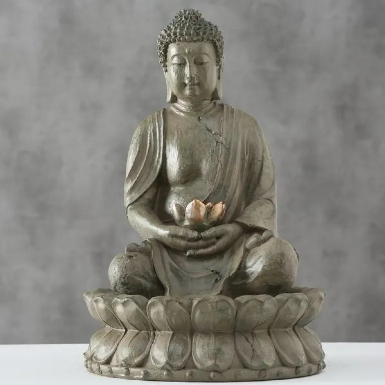 Buddha vandfontæne med lotus blomst - 46cm