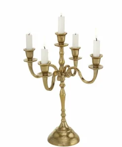 40cm - 5 armet lysestage i gold aluminium