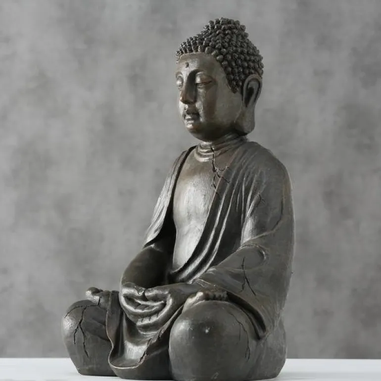 50cm Buddha Figur brun antik