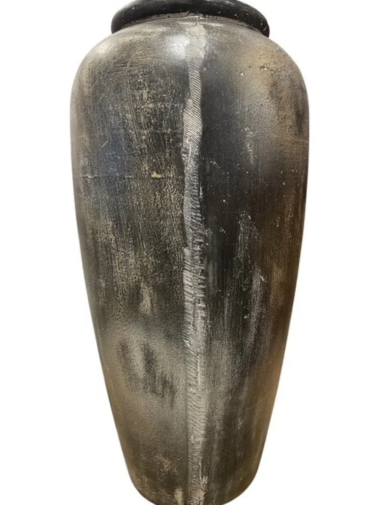 80cm høj krukke / vase i rustik patineret fiberbeton - 2 farver