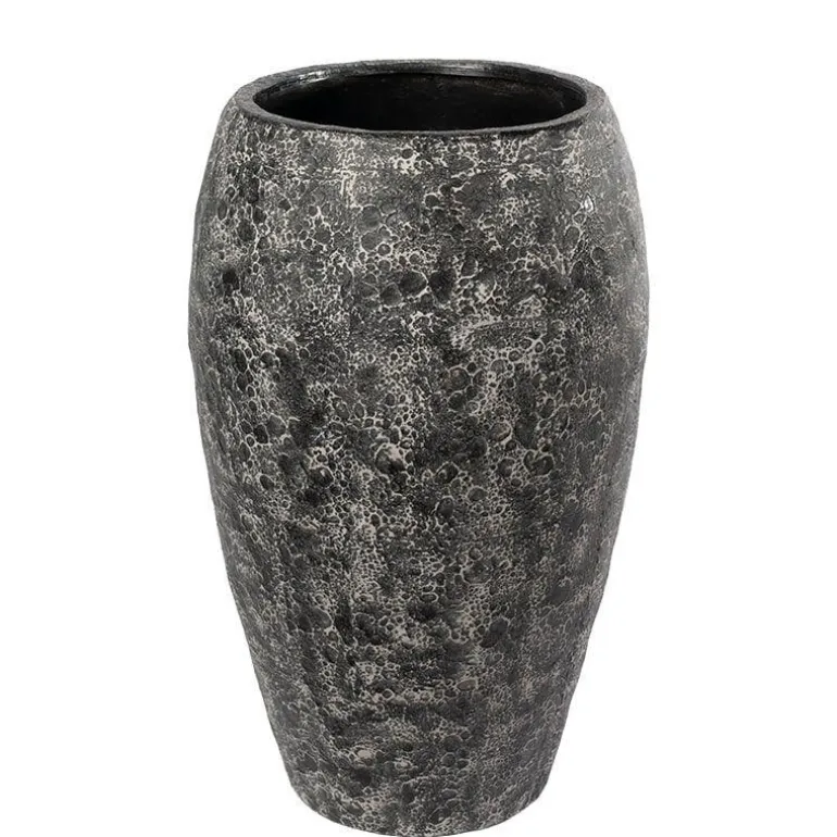 86cm rustik krukke i light black antik + sort / Fiberstone