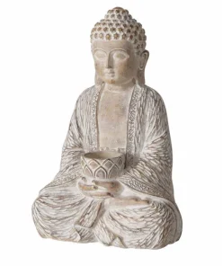 30cm sand antique Buddha figur med lysholder