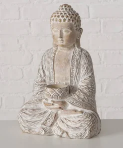 30cm sand antique Buddha figur med lysholder