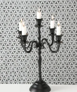 40cm sort 5 armet lysestage - kandelaber i aluminium