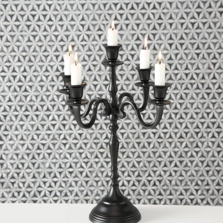40cm sort 5 armet lysestage - kandelaber i aluminium