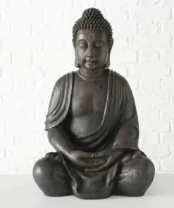 70cm stor Buddha figur i brun antik