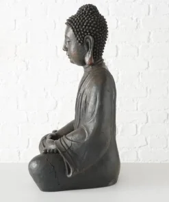 70cm stor Buddha figur i brun antik