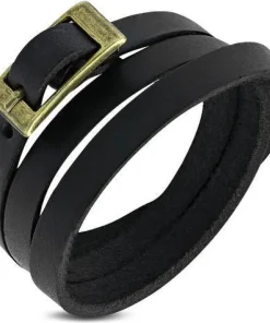 60cm Wrap Læderarmbånd - sort-brun-grøn-lilla