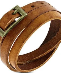 60cm Wrap Læderarmbånd - sort-brun-grøn-lilla