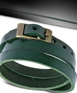 60cm Wrap Læderarmbånd - sort-brun-grøn-lilla