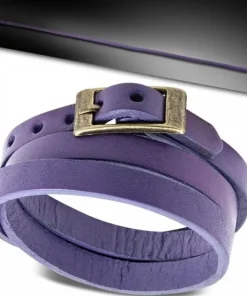 60cm Wrap Læderarmbånd - sort-brun-grøn-lilla