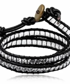 Dobbelt wrap læderarmbånd med perler - 4 farver