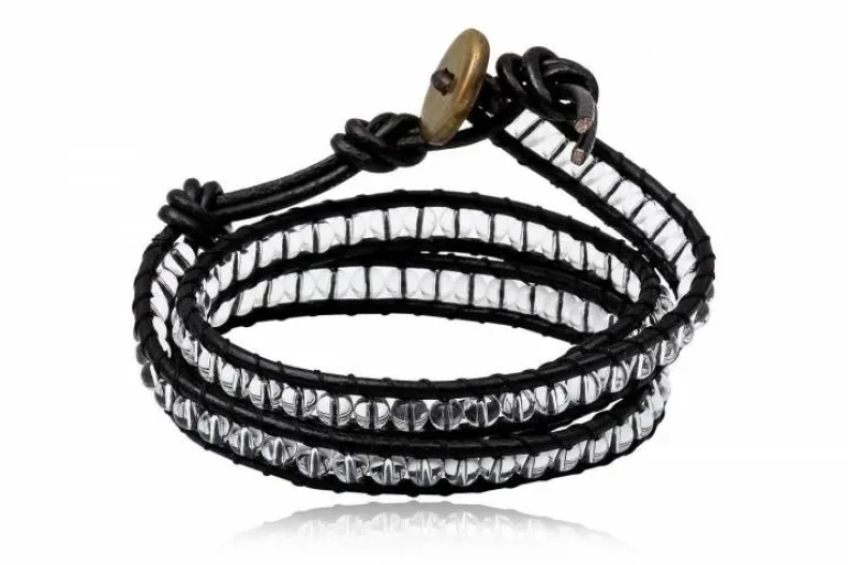 Dobbelt wrap læderarmbånd med perler - 4 farver