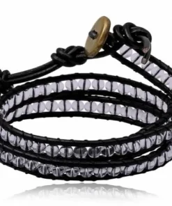 Dobbelt wrap læderarmbånd med perler - 4 farver