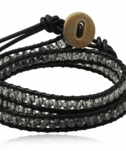 Dobbelt wrap læderarmbånd med perler - 4 farver
