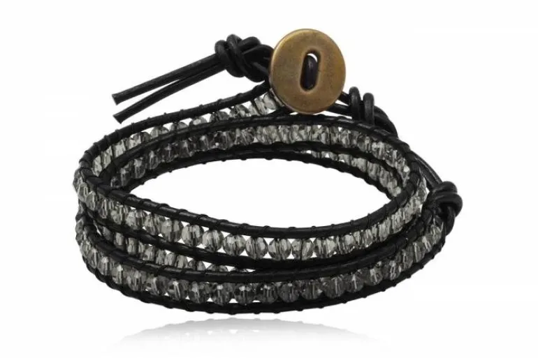 Dobbelt wrap læderarmbånd med perler - 4 farver