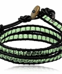 Dobbelt wrap læderarmbånd med perler - 4 farver